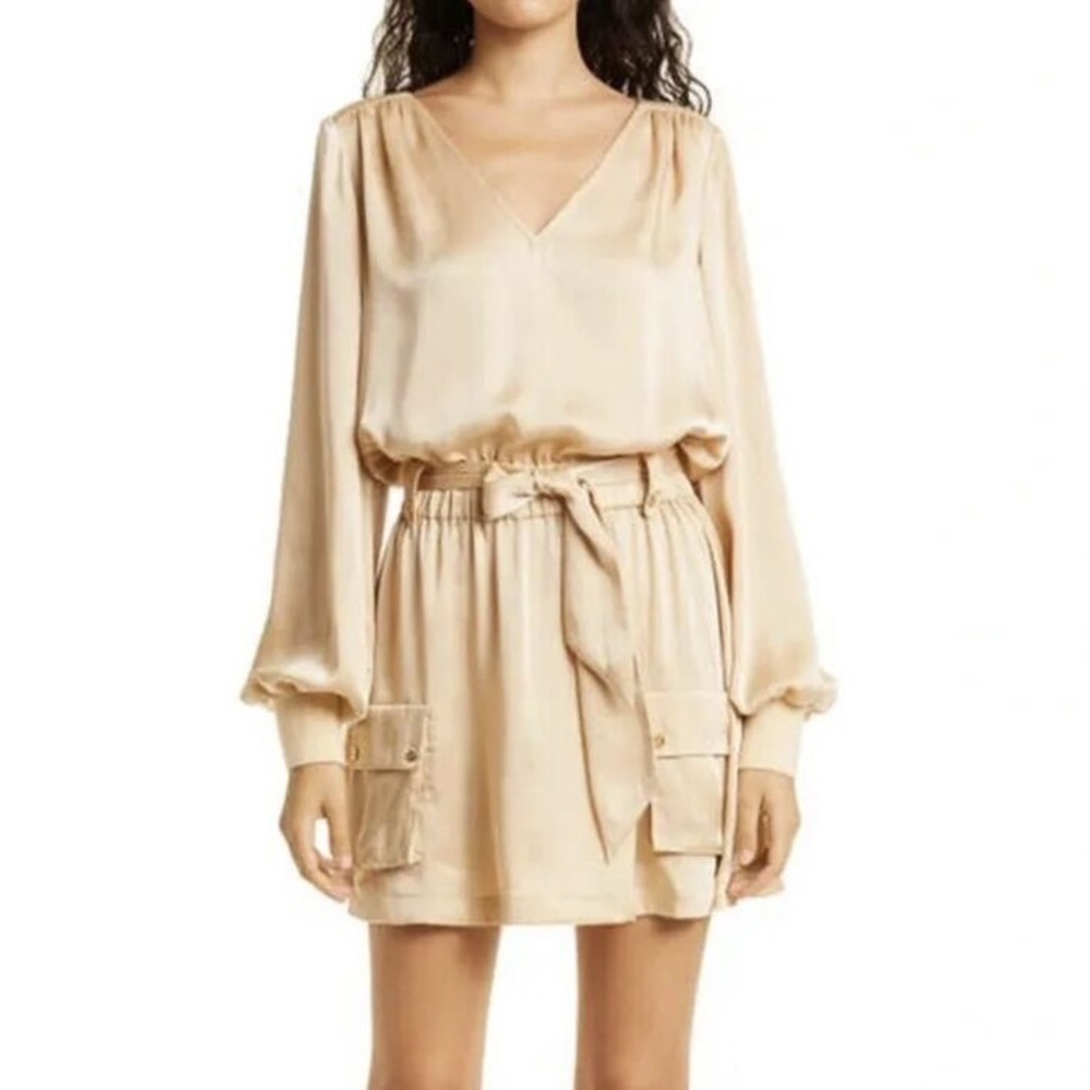 Ramy Brook Kristi Satin Belted Mini Dress